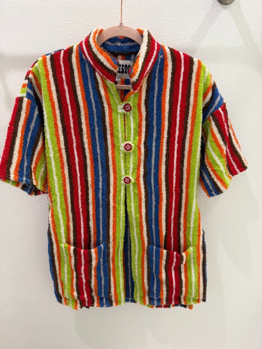 La Veste Terry Cloth Stripe Button-Up Shirt Multicolor Size S